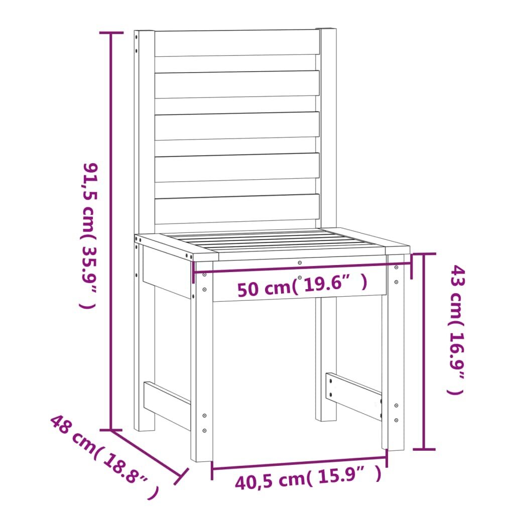 vidaXL dārza krēsli, 2 gb., pelēki, 40,5x48x91,5 cm, priedes masīvkoks cena un informācija | Dārza krēsli | 220.lv