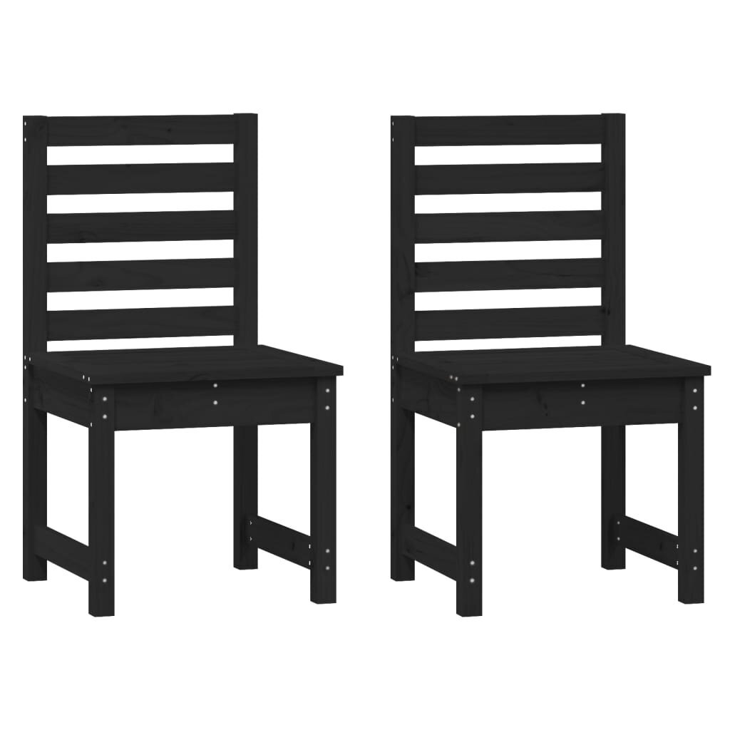 vidaXL dārza krēsli, 2 gab., melni, 40,5x48x91,5 cm, priedes masīvkoks cena un informācija | Dārza krēsli | 220.lv