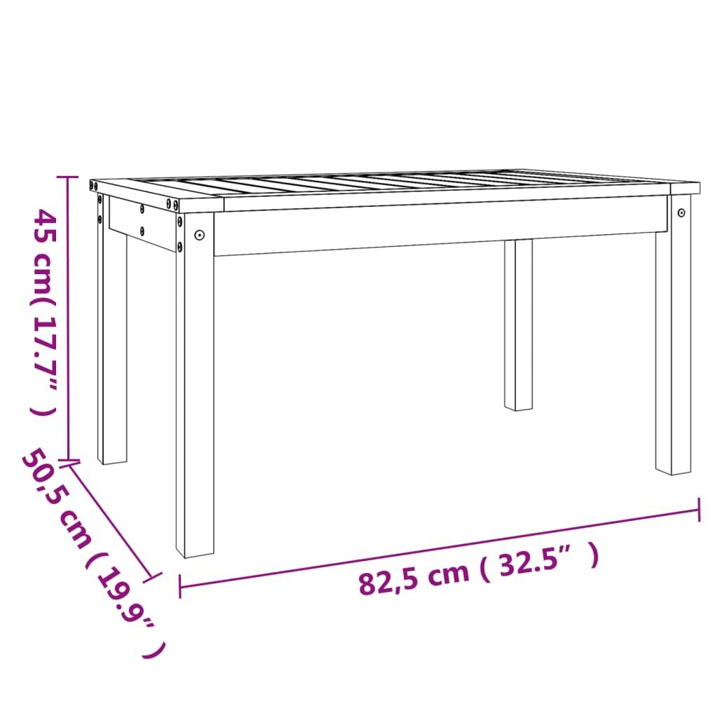 vidaXL dārza galds, 82,5x50,5x45 cm, priedes masīvkoks cena un informācija | Dārza galdi | 220.lv