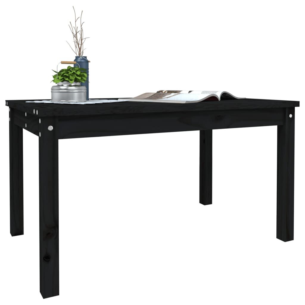 vidaXL dārza galds, melns, 82,5x50,5x45 cm, priedes masīvkoks cena un informācija | Dārza galdi | 220.lv