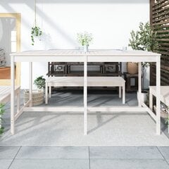 vidaXL dārza galds, 203,5x90x110 cm, priedes masīvkoks, balts cena un informācija | Dārza galdi | 220.lv