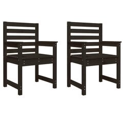 vidaXL dārza krēsli, 2 gab., melni, 60x48x91 cm, priedes masīvkoks цена и информация | скамейка со столиком | 220.lv