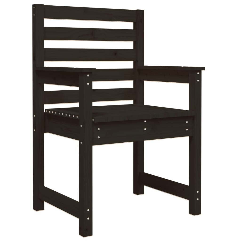 vidaXL dārza krēsli, 2 gab., melni, 60x48x91 cm, priedes masīvkoks cena un informācija | Dārza krēsli | 220.lv