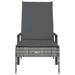 vidaXL sauļošanās krēsls ar matraci, PE rotangpalma, pelēks cena un informācija | Dārza krēsli | 220.lv