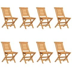 vidaXL saliekami dārza krēsli, 8 gab., 47x63x90 cm, masīvs tīkkoks цена и информация | Садовые стулья, кресла, пуфы | 220.lv