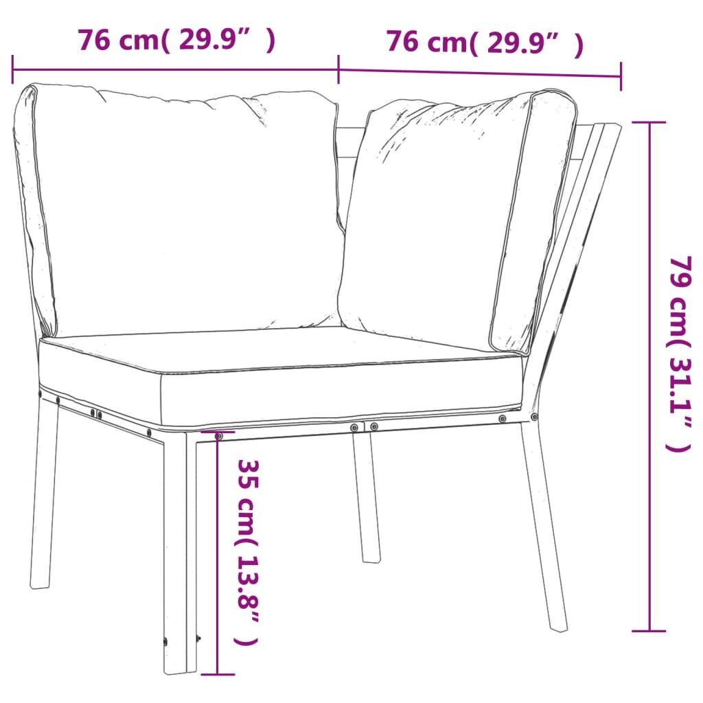 vidaXL dārza krēsls ar pelēkiem matračiem, 76x76x79 cm, tērauds цена и информация | Dārza krēsli | 220.lv