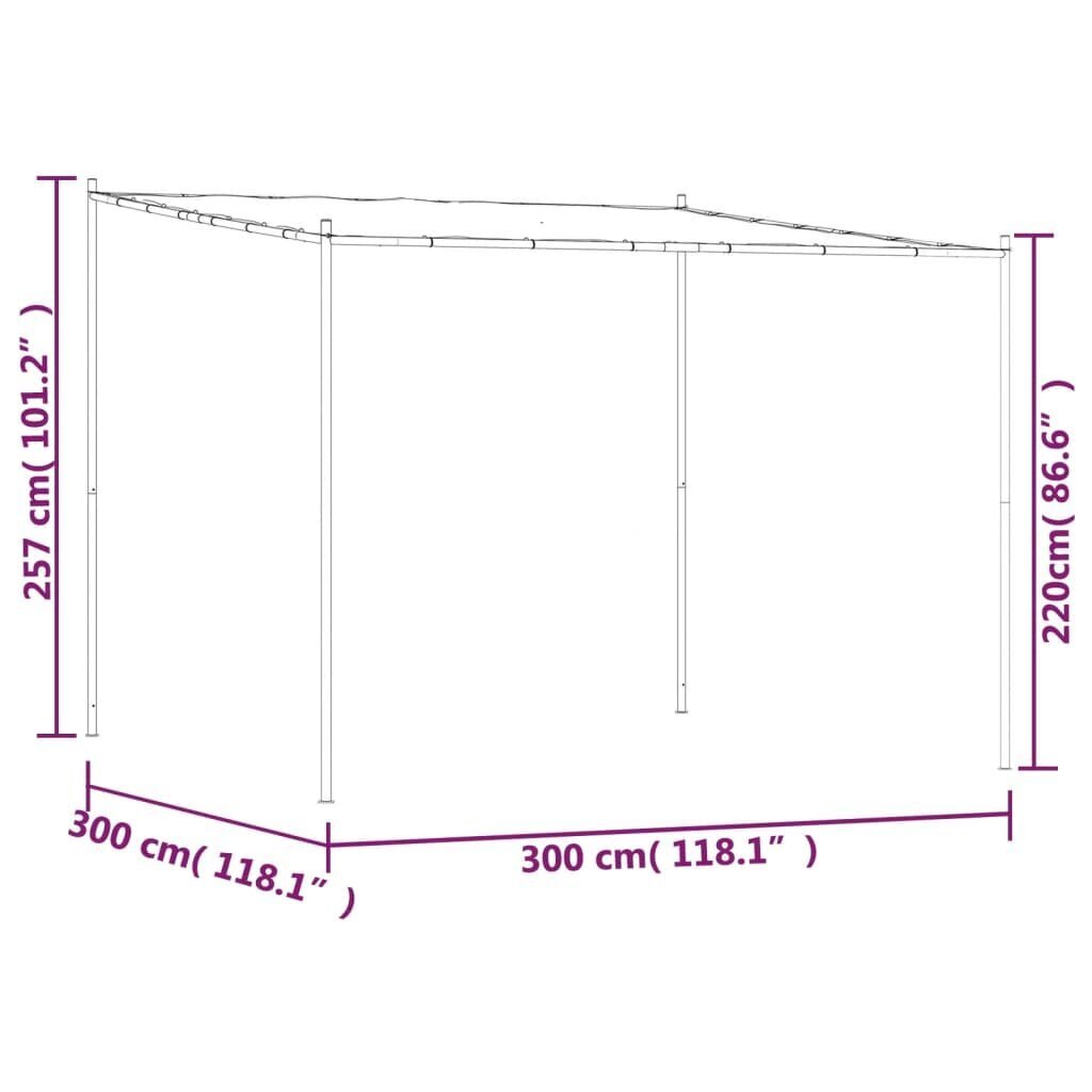 vidaXL nojume, antracītpelēka, 3x3 m, 180 g/m², audums un tērauds cena un informācija | Dārza nojumes un lapenes | 220.lv