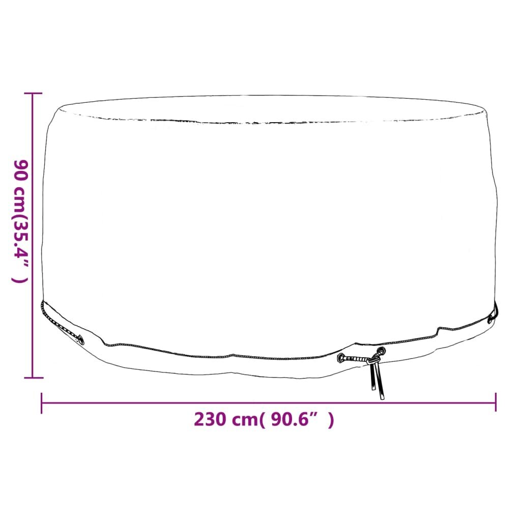 vidaXL dārza mēbeļu pārklājs, 10 gredzeni, Ø230x90 cm, apaļš cena un informācija | Krēslu paliktņi | 220.lv