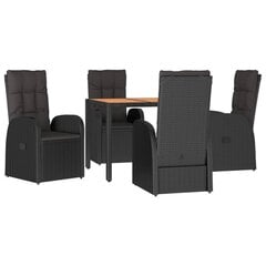 Садовый набор мебели с подушками, 6 частей, чёрный цена и информация | скамейка со столиком | 220.lv