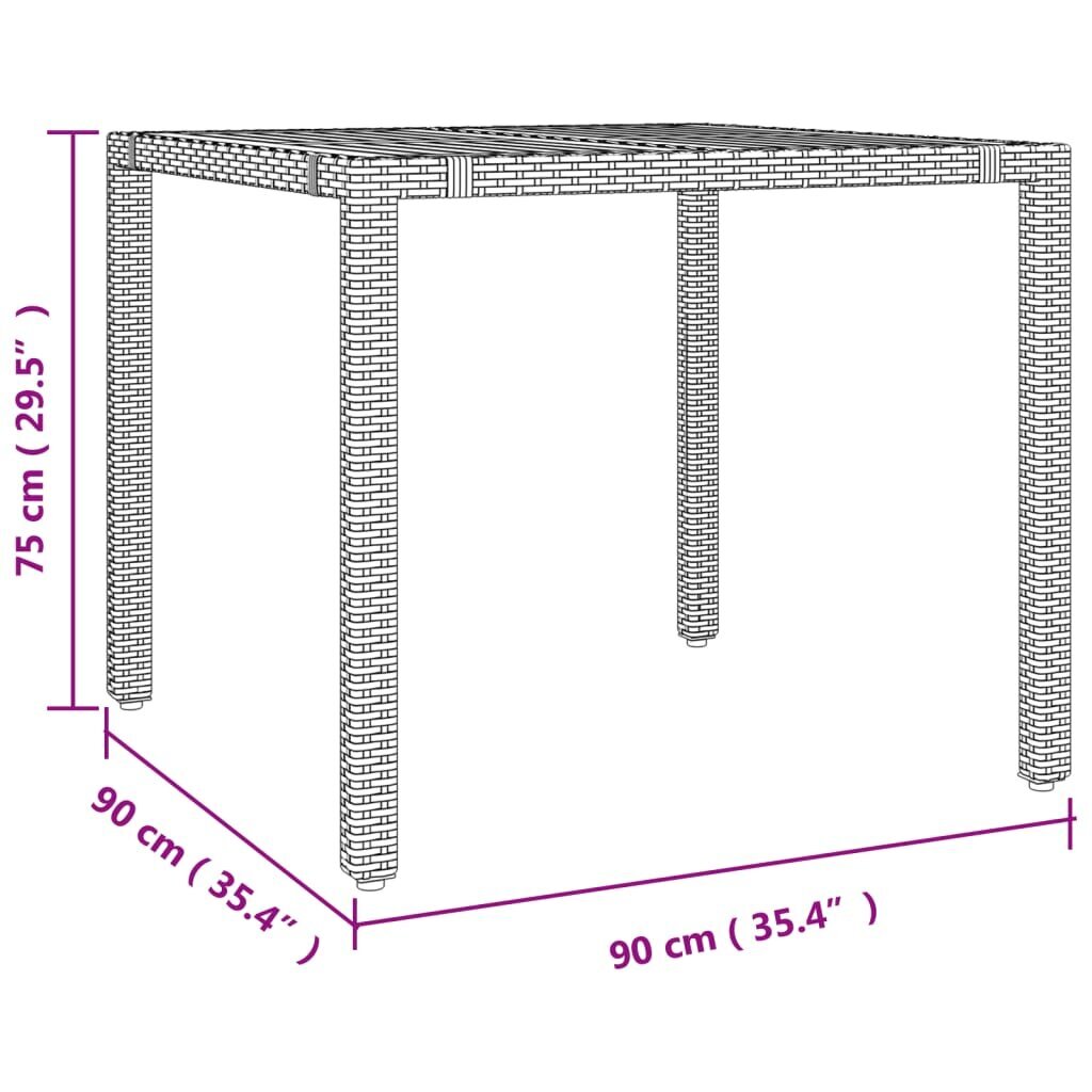 vidaXL 5-daļīgs dārza mēbeļu komplekts, matrači, melna PE rotangpalma cena un informācija | Dārza krēsli | 220.lv
