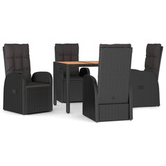Садовый набор мебели с подушками, 6 частей, чёрный цена и информация | скамейка со столиком | 220.lv