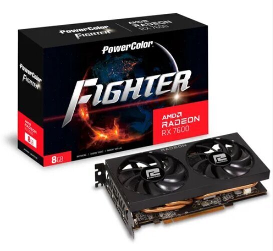 PowerColor Fighter AMD Radeon RX 7600 (RX 7600 8G-F) cena un informācija | Videokartes (GPU) | 220.lv