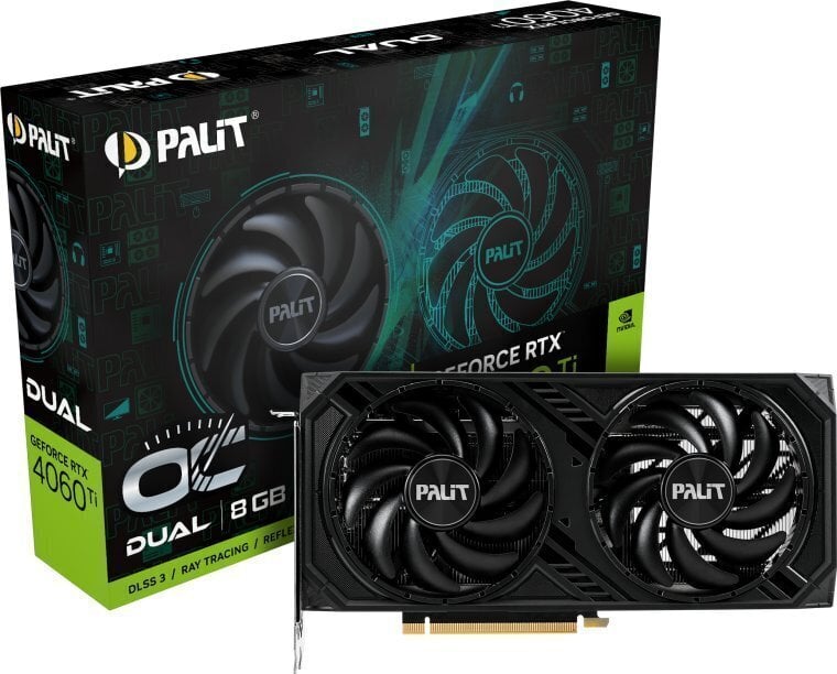Palit GeForce RTX 4060 Ti Dual OC (NE6406TT19P1-1060D) cena un informācija | Videokartes (GPU) | 220.lv