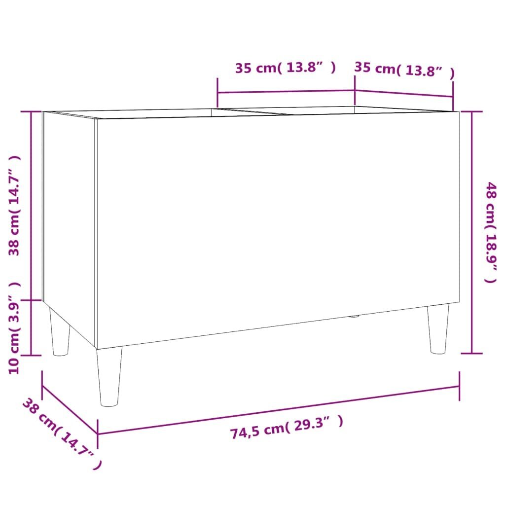 vidaXL skapītis, 74,5x38x48 cm, inženierijas koks, spīdīgi balts cena un informācija | Skapji | 220.lv