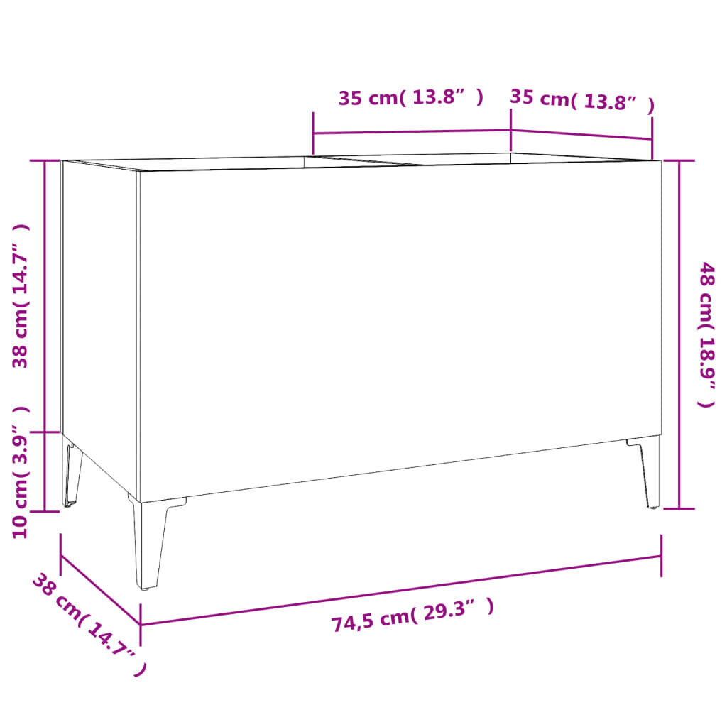 vidaXL skapītis, 74,5x38x48 cm, inženierijas koks, balts cena un informācija | Skapji | 220.lv