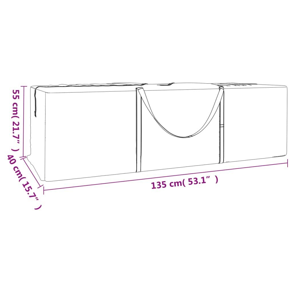 vidaXL dārza spilvenu somas, 2 gab., 135x40x55 cm, PE, melnas цена и информация | Krēslu paliktņi | 220.lv