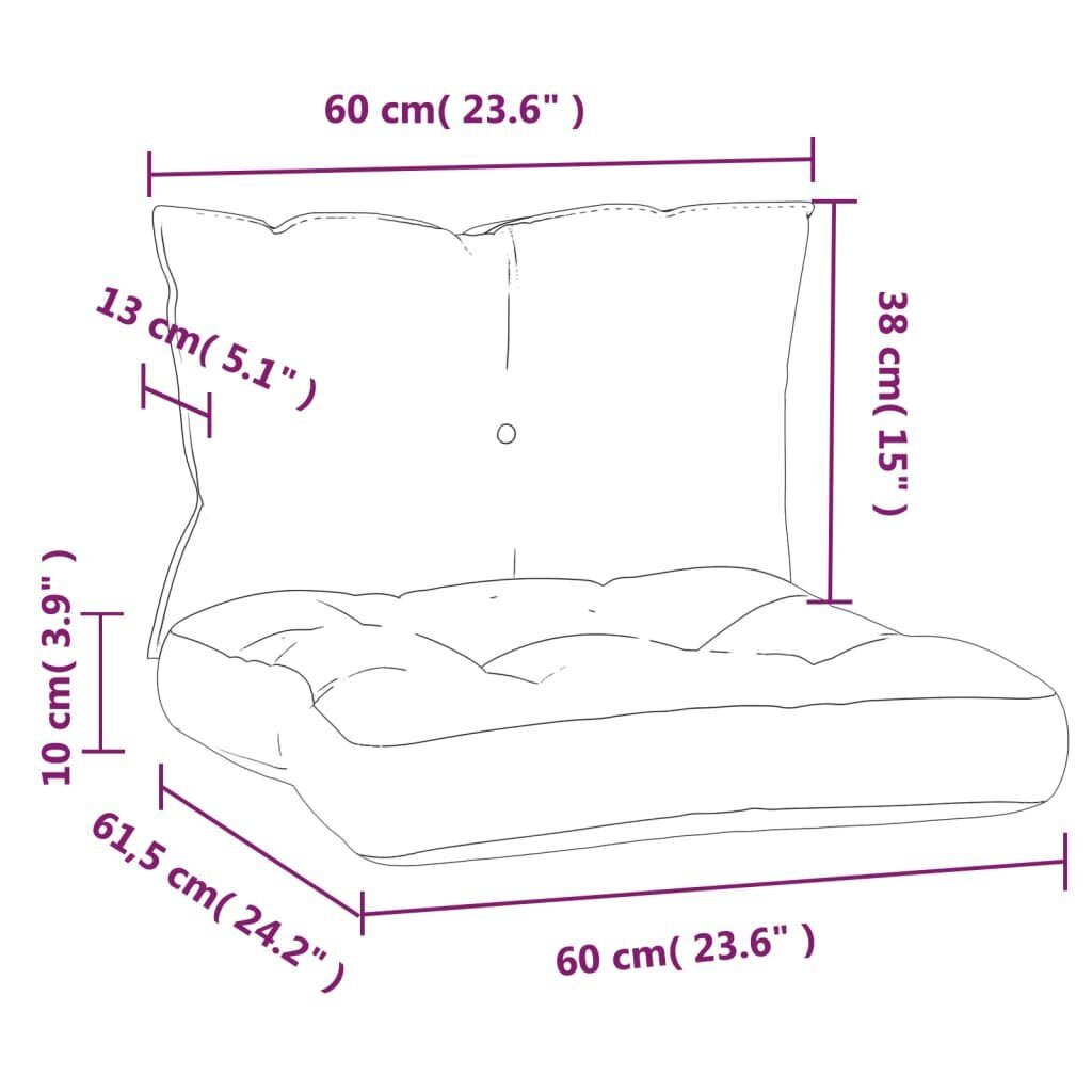 vidaXL palešu dīvāna matrači, 2 gab., melns četrstūru raksts cena un informācija | Krēslu paliktņi | 220.lv