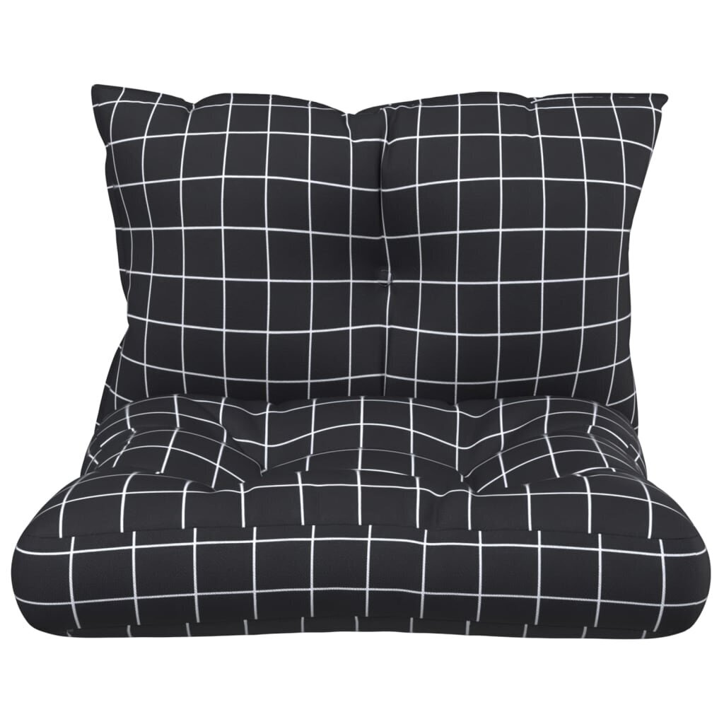vidaXL palešu dīvāna matrači, 2 gab., melns četrstūru raksts cena un informācija | Krēslu paliktņi | 220.lv