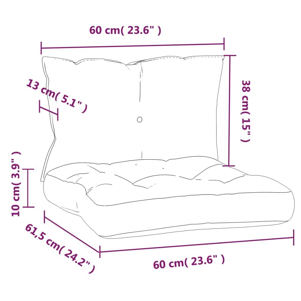 vidaXL palešu dīvānu matrači, 2 gab., krāsains audums cena un informācija | Krēslu paliktņi | 220.lv