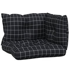 vidaXL palešu dīvāna matrači, 3 gab., melns četrstūru raksts cena un informācija | Krēslu paliktņi | 220.lv