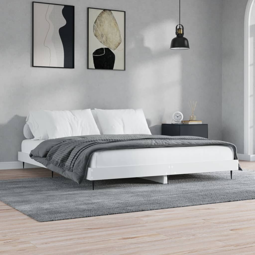 vidaXL gultas rāmis, balts, 180x200 cm, inženierijas koks цена и информация | Gultas | 220.lv