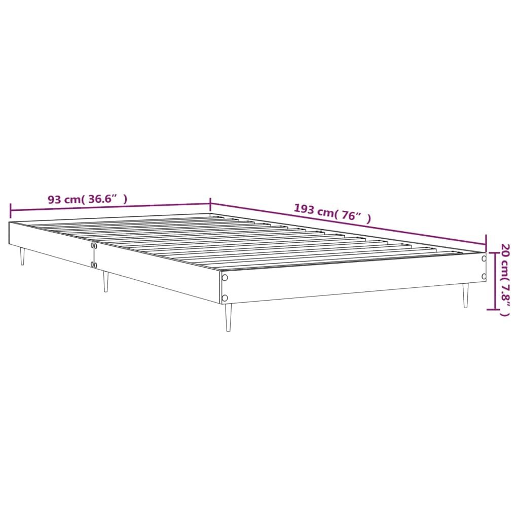 vidaXL gultas rāmis, ozolkoka krāsā, 90x190 cm, inženierijas koks cena un informācija | Gultas | 220.lv