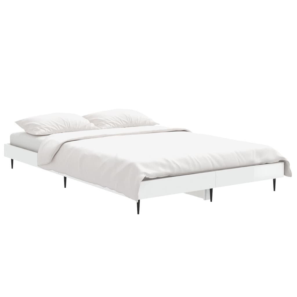 vidaXL gultas rāmis, spīdīgi balts, 120x190 cm, inženierijas koks cena un informācija | Gultas | 220.lv