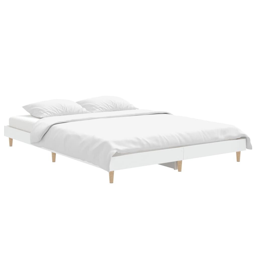 vidaXL gultas rāmis, balts, 135x190 cm, inženierijas koks cena un informācija | Gultas | 220.lv