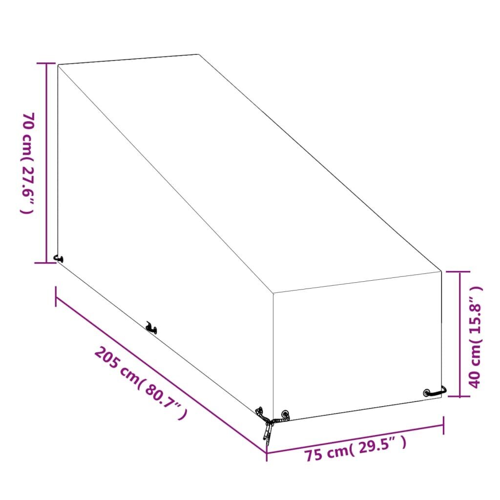 vidaXL sauļošanās krēsla pārsegs, 205x75x40/70 cm, polietilēns cena un informācija | Krēslu paliktņi | 220.lv