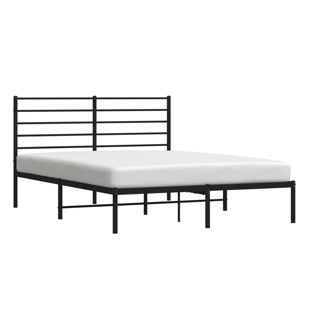 vidaXL gultas rāmis ar galvgali, melns metāls, 140x190 cm cena un informācija | Gultas | 220.lv