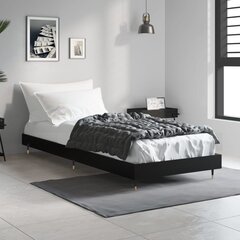 vidaXL gultas rāmis, melns, 75x190 cm, inženierijas koks cena un informācija | Gultas | 220.lv