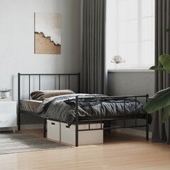 vidaXL gultas rāmis ar galvgali un kājgali, melns metāls, 75x190 cm cena un informācija | Gultas | 220.lv