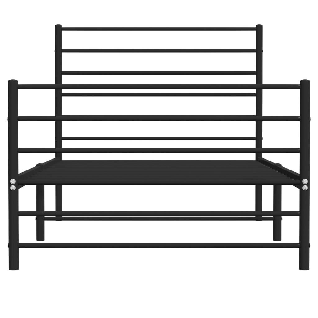 vidaXL gultas rāmis ar galvgali un kājgali, melns metāls, 75x190 cm цена и информация | Gultas | 220.lv