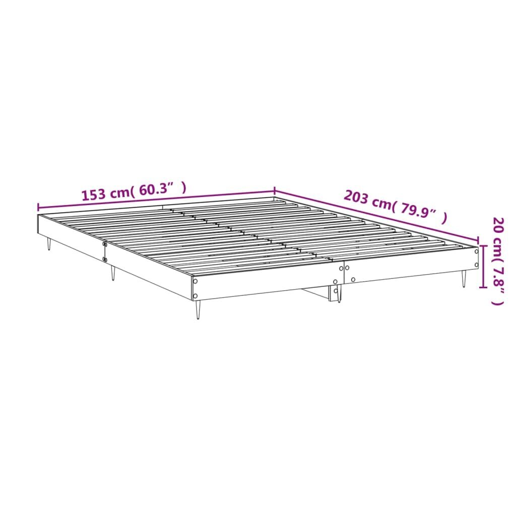 vidaXL gultas rāmis, ozolkoka krāsā, 150x200 cm, inženierijas koks cena un informācija | Gultas | 220.lv