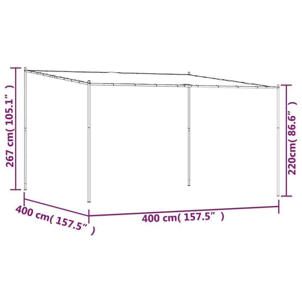 vidaXL nojume, antracītpelēka, 4x4 m, 180 g/m², audums un tērauds cena un informācija | Dārza nojumes un lapenes | 220.lv