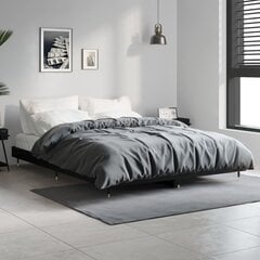 vidaXL gultas rāmis, melns, 135x190 cm, inženierijas koks cena un informācija | Gultas | 220.lv