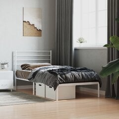 vidaXL gultas rāmis ar galvgali, balts metāls, 90x200 cm цена и информация | Кровати | 220.lv
