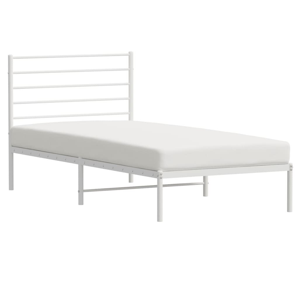 vidaXL gultas rāmis ar galvgali, balts metāls, 90x200 cm цена и информация | Gultas | 220.lv