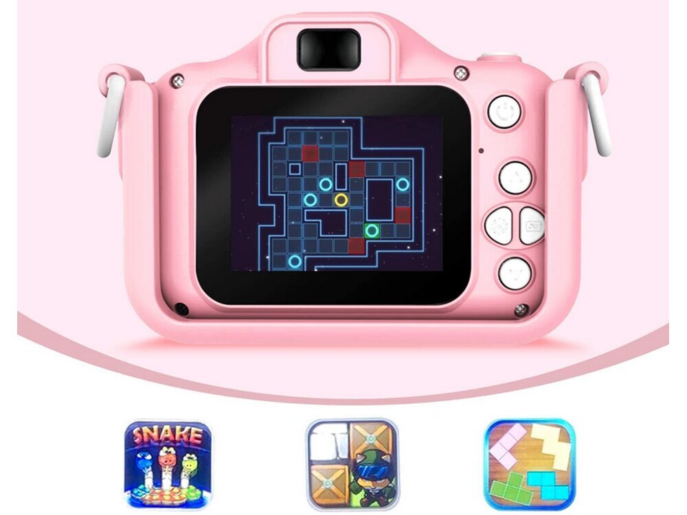 Bērnu digitālais fotoaparāts, rozā cena un informācija | Digitālās fotokameras | 220.lv