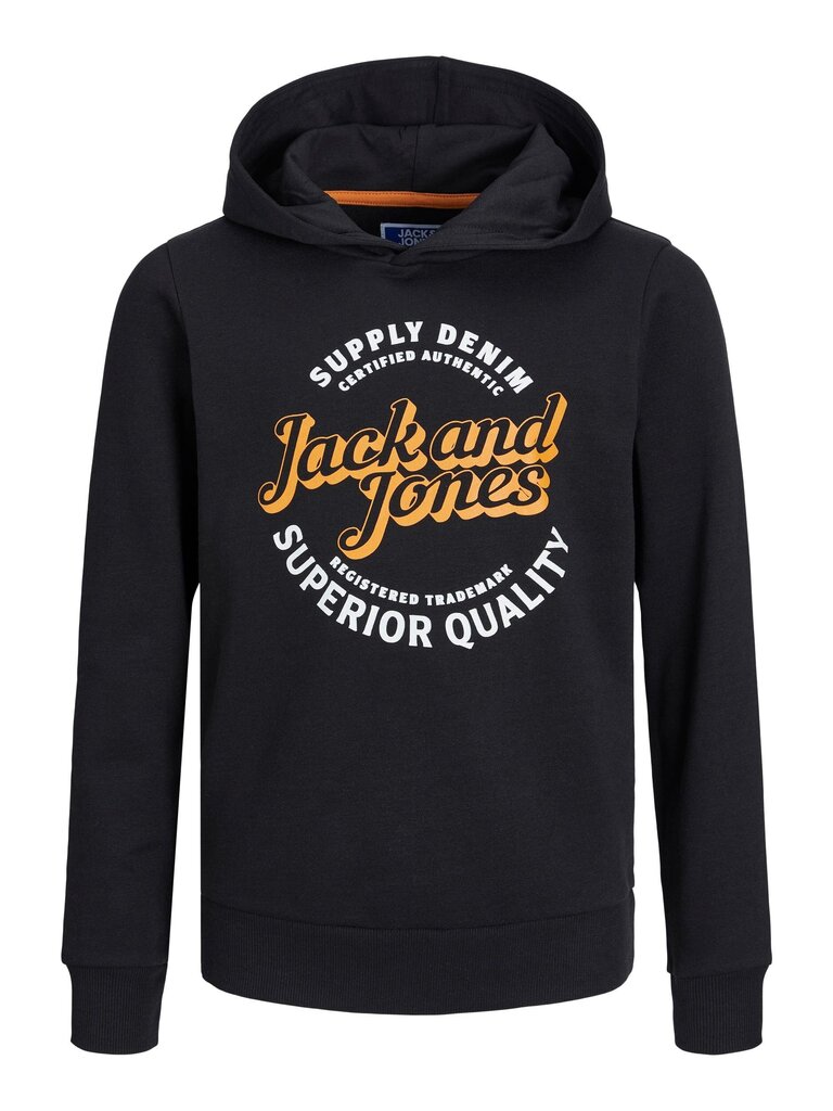 Jack & Jones bērnu sporta krekls 12237112*01, melns 5715428219457 cena un informācija | Zēnu jakas, džemperi, žaketes, vestes | 220.lv