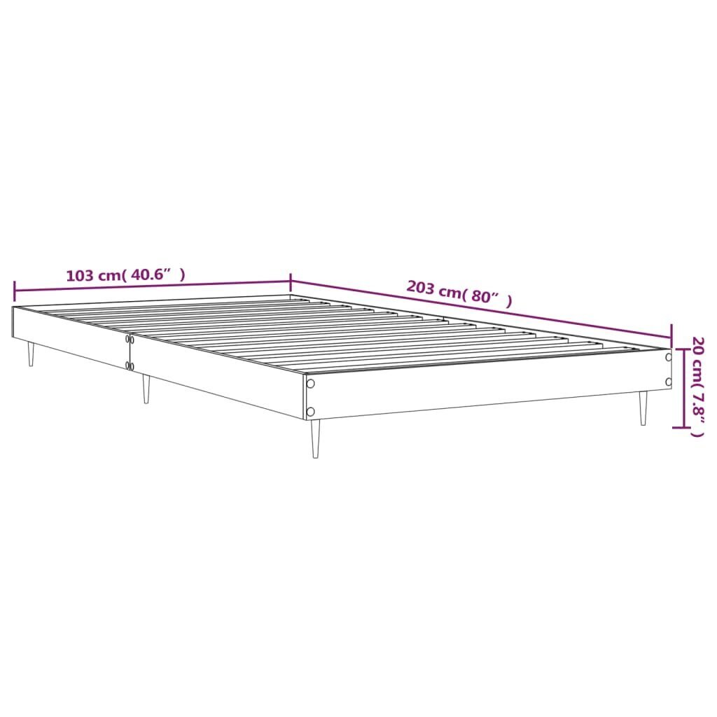 vidaXL gultas rāmis, spīdīgi balts, 100x200 cm, inženierijas koks cena un informācija | Gultas | 220.lv