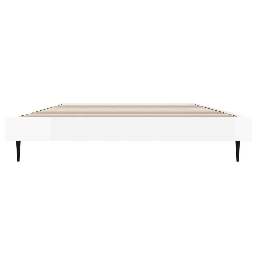 vidaXL gultas rāmis, spīdīgi balts, 100x200 cm, inženierijas koks cena un informācija | Gultas | 220.lv