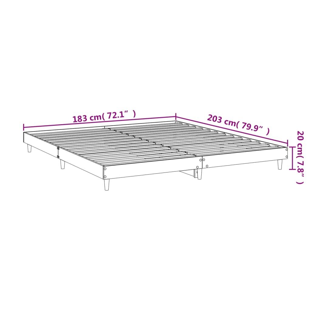 vidaXL gultas rāmis, ozolkoka krāsā, 180x200 cm, inženierijas koks cena un informācija | Gultas | 220.lv