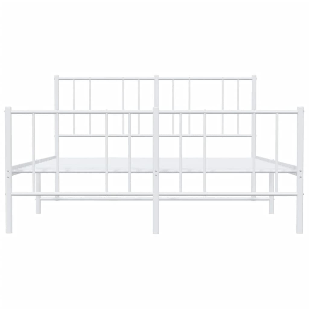 vidaXL gultas rāmis ar galvgali un kājgali, balts metāls, 135x290 cm cena un informācija | Gultas | 220.lv