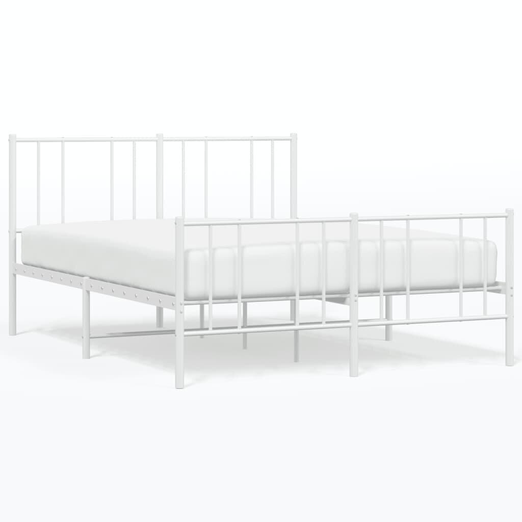 vidaXL gultas rāmis ar galvgali un kājgali, balts metāls, 135x290 cm цена и информация | Gultas | 220.lv