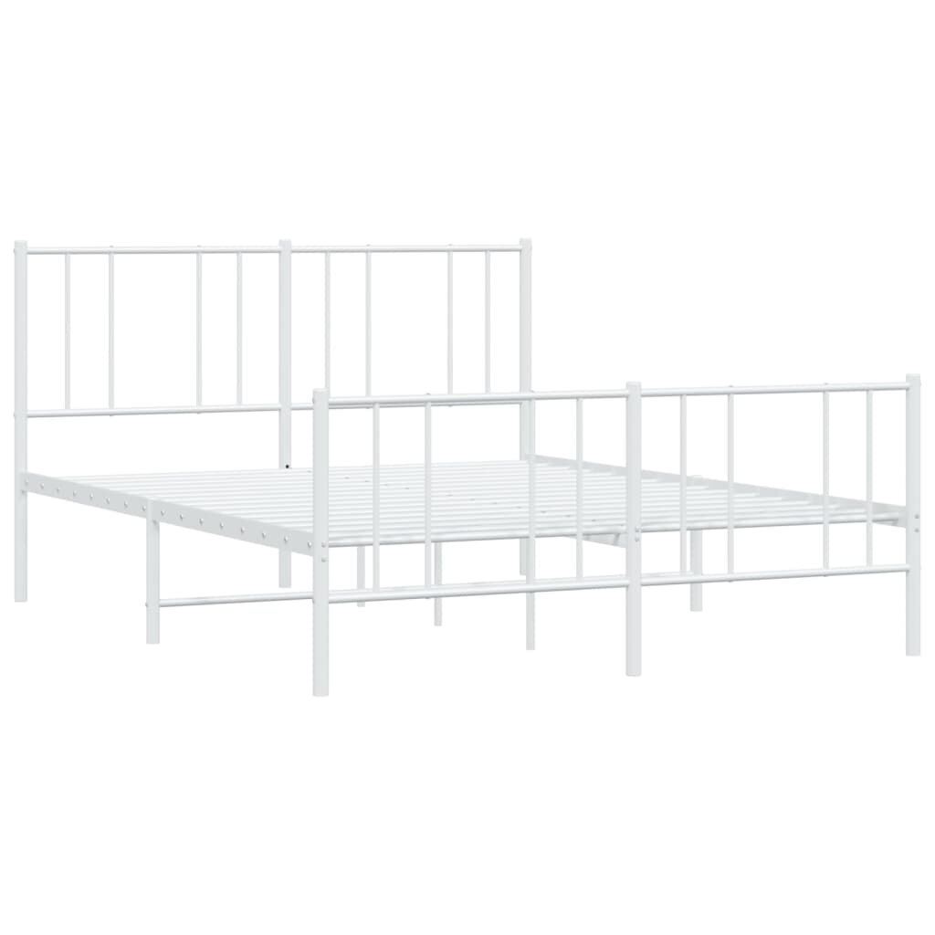 vidaXL gultas rāmis ar galvgali un kājgali, balts metāls, 135x290 cm цена и информация | Gultas | 220.lv