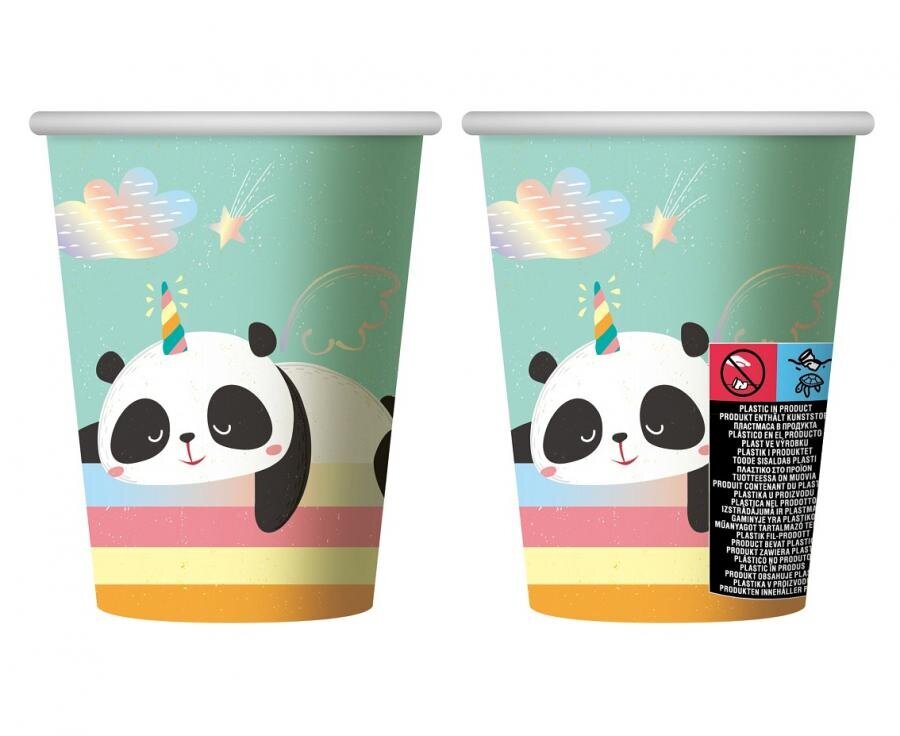 Papīra glāzītes Sapņojošā Panda, 266 ml, 24 gab. цена и информация | Vienreizējie trauki | 220.lv