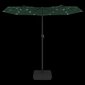 vidaXL saulessargs ar 2 jumtiņiem un LED, zaļš, 316x240 cm cena un informācija | Saulessargi, markīzes un statīvi | 220.lv