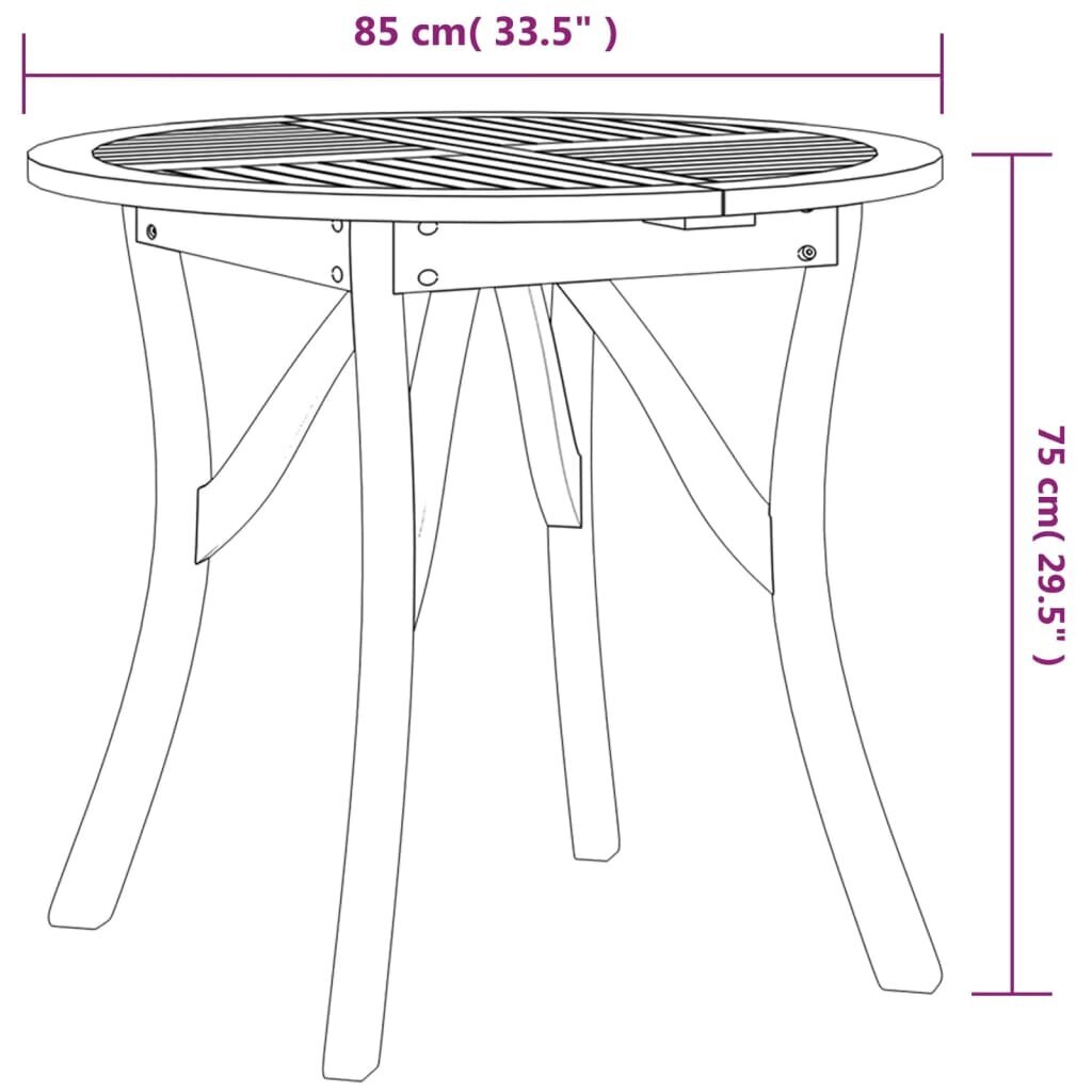 vidaXL dārza galds, Ø 85 cm, akācijas masīvkoks цена и информация | Dārza galdi | 220.lv