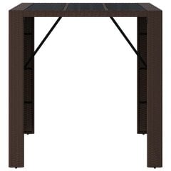 vidaXL bāra galds, stikla virsma, brūns, 105x80x110 cm, PE rotangpalma цена и информация | Столы для сада | 220.lv